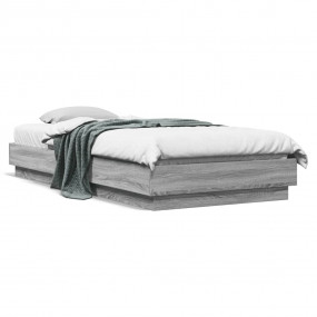 Bed Frame Gray Sonoma Engineered Wood and Plywood Singl...
