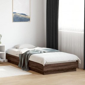 Bed Frame Brown Oak Engineered Wood, Plywood Single Sty...