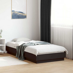 Bed Frame Black Engineered Wood Single Durable Bed Fram...
