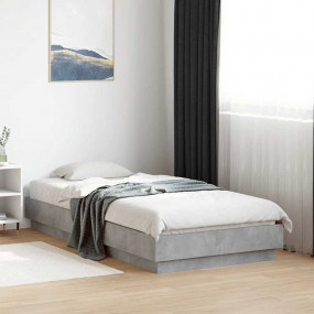 Bed Frame Concrete Grey Engineered wood, Plywood Twin D...
