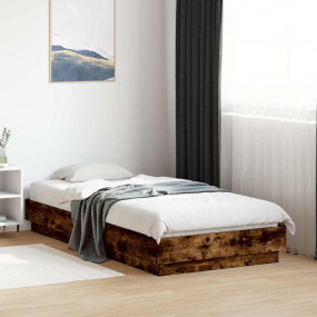 Bed Frame Smoked Oak Engineered Wood, Plywood Twin Bed ...