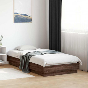 Bed Frame Brown Oak Engineered Wood Twin Durable Bed Fr...