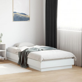 Bed Frame White Engineered Wood Small Single Durable Be...