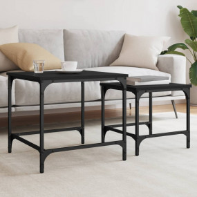 Nesting Coffee Table Set of 2 Black Engineered wood, me...