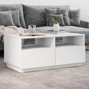 Coffee Table White Engineered Wood Medium Lights Coffee...