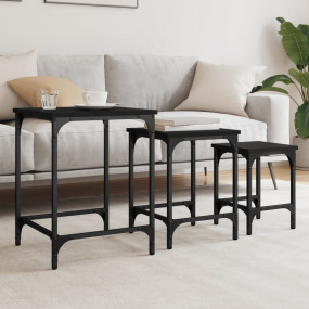 Nesting Coffee Table Set of 3 Black Engineered wood, me...