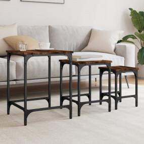 Nesting Coffee Table Set of 3 Smoked oak Engineered woo...