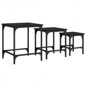 Nesting Coffee Table Set of 3 Black Engineered wood Com...