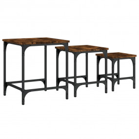 Nesting Coffee Table Set of 3 Smoked oak Engineered woo...