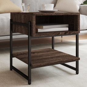 Coffee Table Brown Oak Engineered wood, Metal Compact