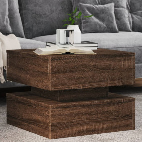 Coffee Table Brown Oak Engineered Wood 19.7x19.7x15.7 i...
