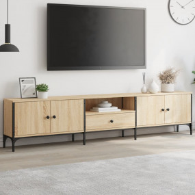 TV Cabinet Sonoma Oak Engineered Wood, Metal Large TV C...