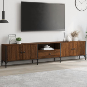 TV Cabinet Brown Oak Engineered Wood, Metal 78.7 x 9.8 ...