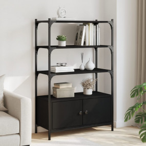 Bookcase Black Engineered wood, metal Medium Adjustable...