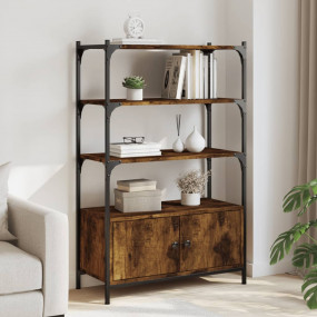 Bookcase Smoked Oak Engineered Wood, Metal Medium