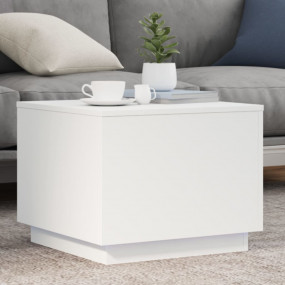 Coffee Table White Engineered Wood 19.7x19.7x15.7 in Co...