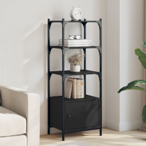 Bookcase Black Engineered wood, metal 3-Tier Adjustable...
