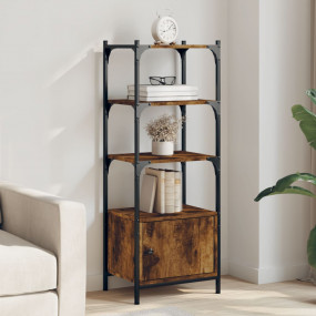 Bookcase Smoked Oak Engineered wood, Metal 3-Tier Adjus...