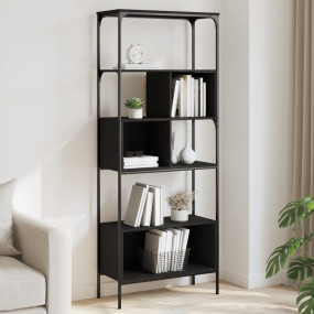 Bookcase Black Engineered wood, metal Medium Adjustable...