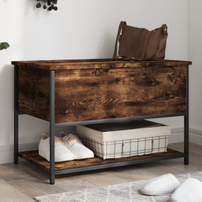 Storage Bench Smoked Oak Engineered Wood and Metal Indu...