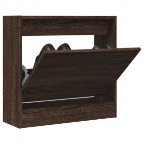 Shoe Cabinet Brown Oak Engineered Wood Compact Shoe Cab...