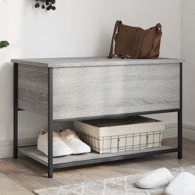 Storage Bench Gray Sonoma Engineered Wood, Metal Compac...