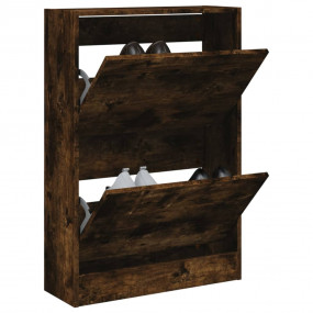 Shoe Cabinet Smoked Oak Engineered Wood Slim Shoe Cabin...
