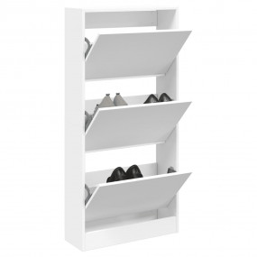 Shoe Cabinet White Engineered Wood Slim Shoe Cabinet
