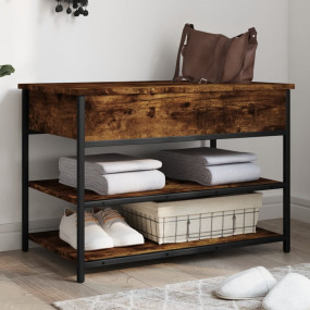 Shoe Bench Smoked Oak Engineered wood, Metal Medium
