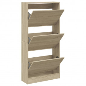 Shoe Cabinet Sonoma Oak Engineered Wood Slim Shoe Cabin...