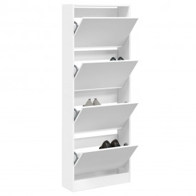 Shoe Cabinet White Engineered Wood Slim Shoe Cabinet