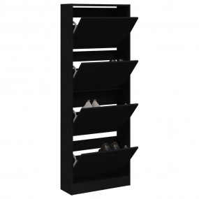 Shoe Cabinet Black Engineered wood Slim Shoe Cabinet