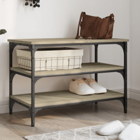 Shoe Bench Sonoma Oak Engineered Wood, Metal Medium