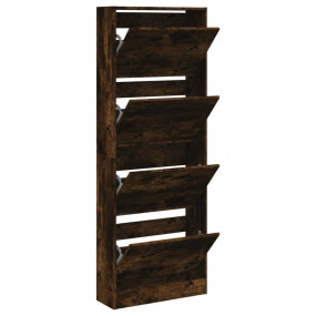 Shoe Cabinet Smoked Oak Engineered Wood Slim Shoe Cabin...