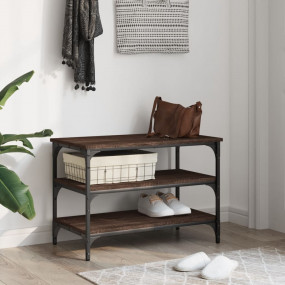 Shoe Bench Brown Oak Engineered Wood Medium Adjustable ...