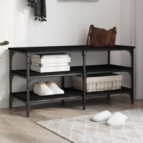 Shoe Bench Black Engineered wood, Metal Large Adjustabl...