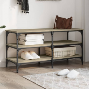 Shoe Bench Sonoma oak Engineered wood Medium Adjustable...