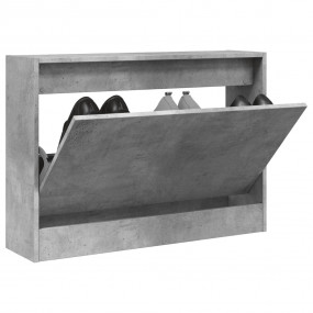 Shoe Cabinet Concrete Grey Engineered Wood Slim Fit, Co...