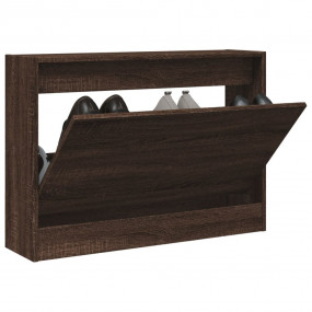 Shoe Cabinet Brown Oak Engineered Wood Compact Shoe Cab...