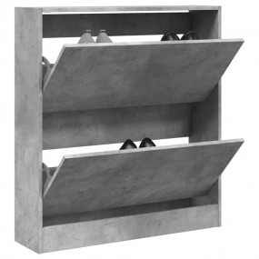 Shoe Cabinet Concrete Grey Engineered Wood Compact Shoe...