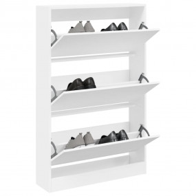 Shoe Cabinet White Engineered Wood Compact Shoe Cabinet