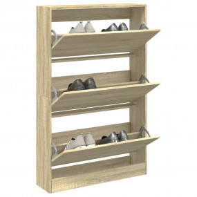 Shoe Cabinet Sonoma Oak Engineered Wood Compact Shoe Ca...