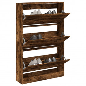 Shoe Cabinet Smoked Oak Engineered wood Compact Shoe Ca...