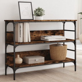Console Table Smoked Oak Engineered Wood, Metal Narrow
