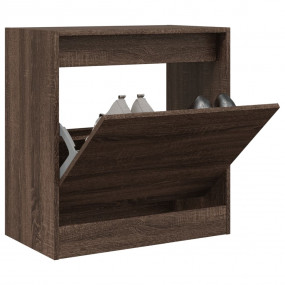 Shoe Cabinet Brown Oak Engineered Wood Compact Shoe Cab...