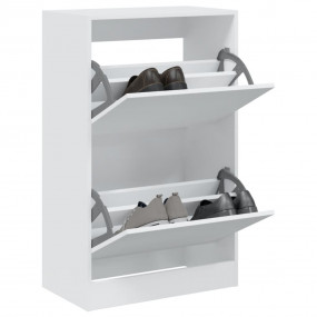 Shoe Cabinet White Engineered Wood Compact Shoe Cabinet