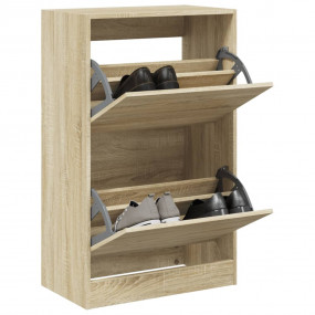 Shoe Cabinet Sonoma Oak Engineered Wood Compact Shoe Ca...