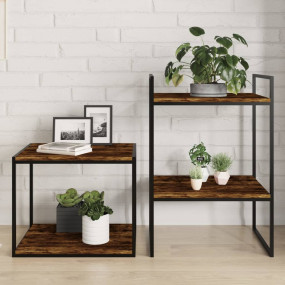 Wall Shelf Set of 4 Smoked Oak Engineered Wood Small