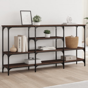 Console Table Brown Oak Engineered Wood Large Adjustabl...