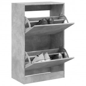 Shoe Cabinet Concrete Grey Engineered Wood Slim Shoe Ca...